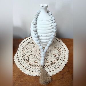 White Distressed Farmhouse Beaded Loop Garland Tiered Tray Decor Farmhouse Decor